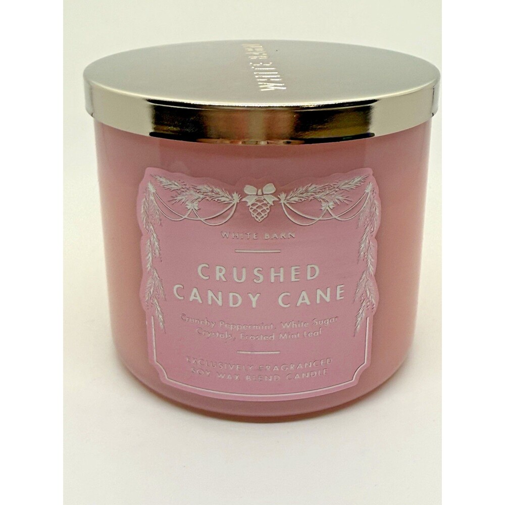 Bath & Body Works White Barn Crushed Candy Cane 3-Wick Candle 14.5 oz Jar New‎